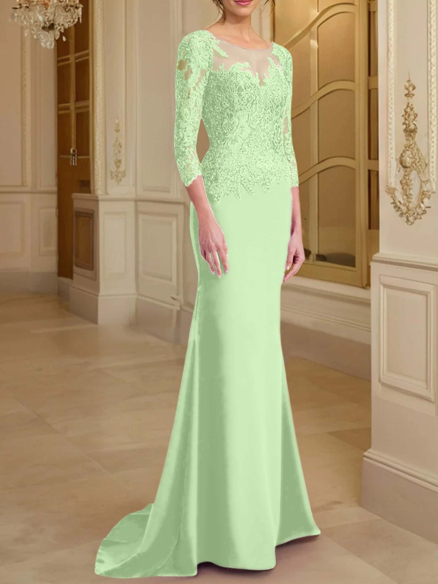 Long-Sleeved Lace Mother of the Bride Dresses in Trumpet/Mermaid Silhouette