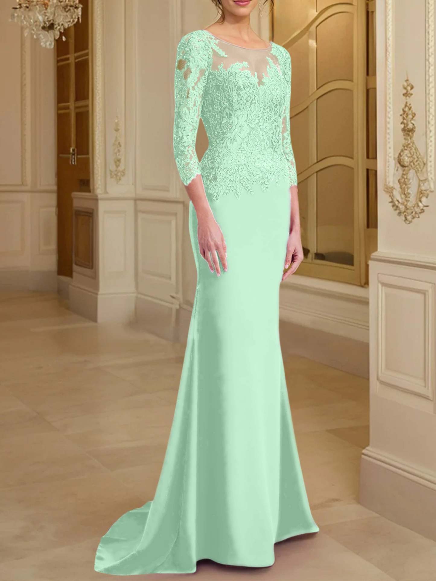 Long-Sleeved Lace Mother of the Bride Dresses in Trumpet/Mermaid Silhouette