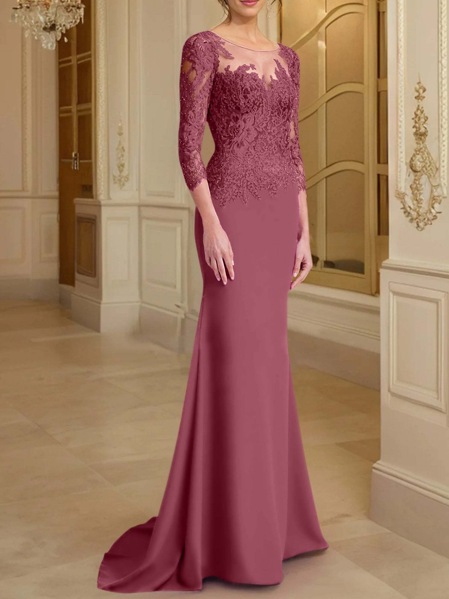 Long-Sleeved Lace Mother of the Bride Dresses in Trumpet/Mermaid Silhouette