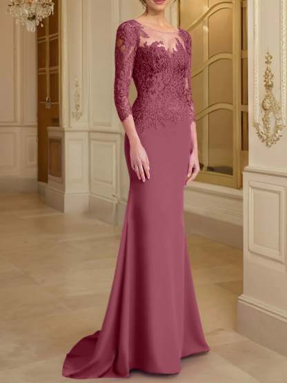 Long-Sleeved Lace Mother of the Bride Dresses in Trumpet/Mermaid Silhouette
