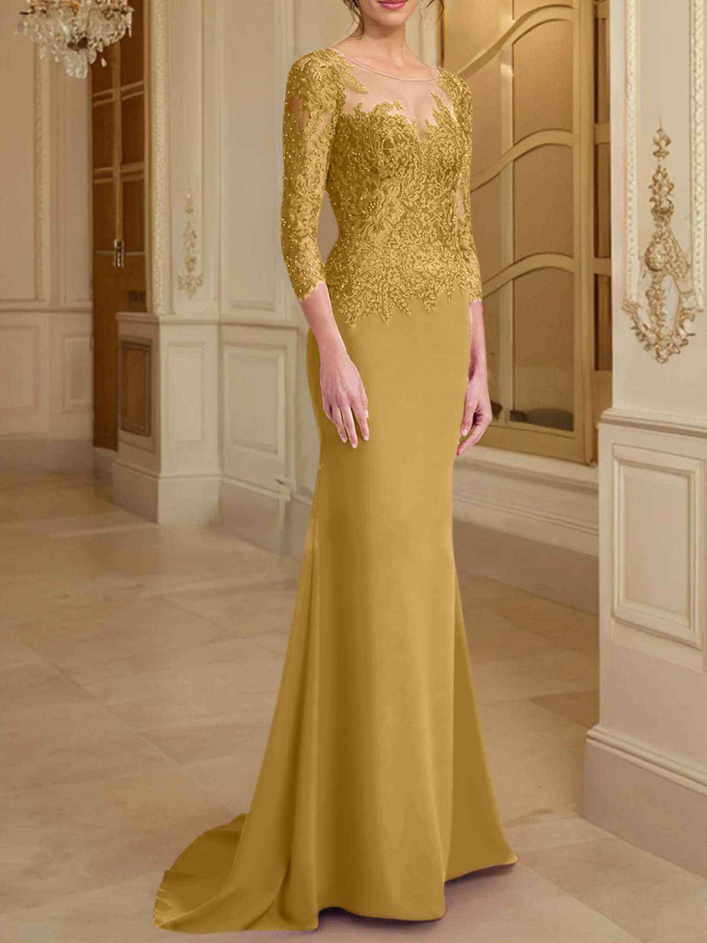 Long-Sleeved Lace Mother of the Bride Dresses in Trumpet/Mermaid Silhouette