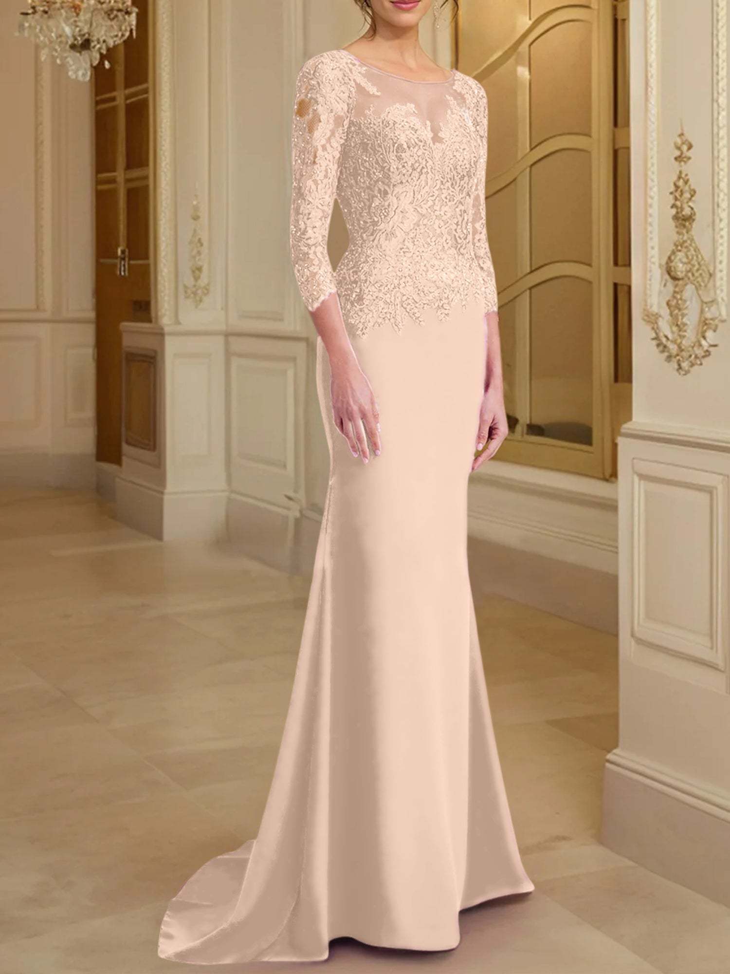 Long-Sleeved Lace Mother of the Bride Dresses in Trumpet/Mermaid Silhouette