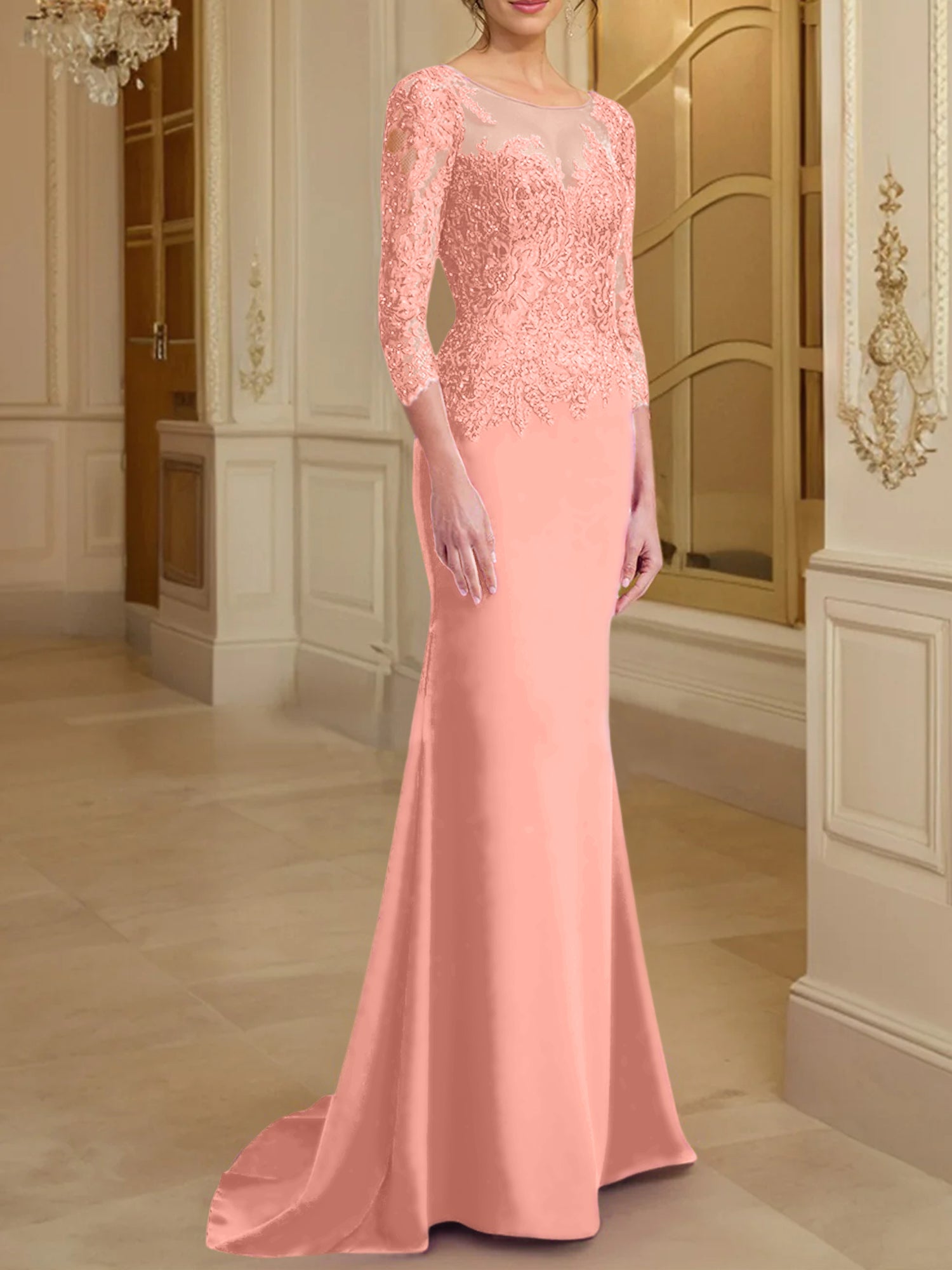 Long-Sleeved Lace Mother of the Bride Dresses in Trumpet/Mermaid Silhouette