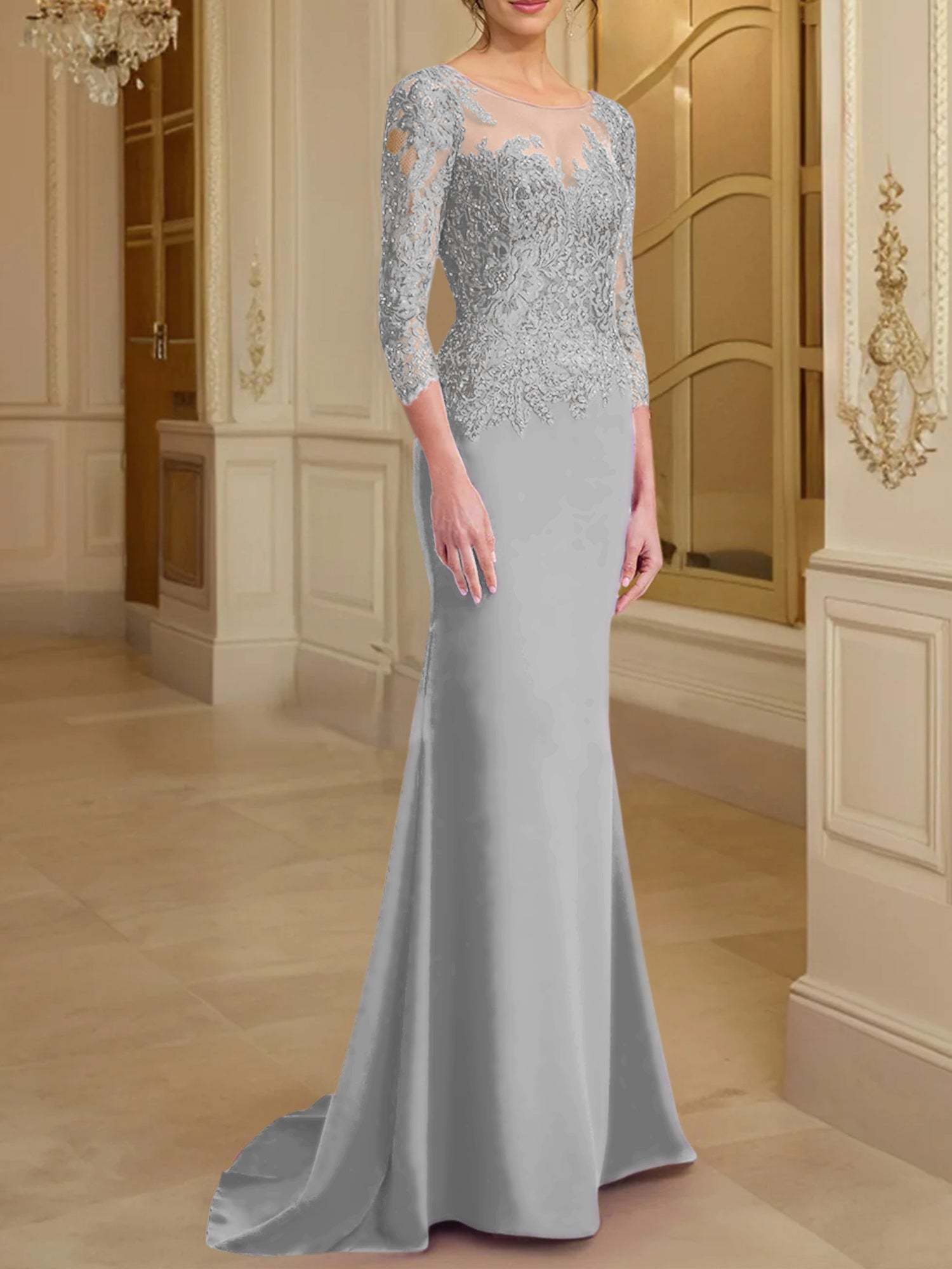Long-Sleeved Lace Mother of the Bride Dresses in Trumpet/Mermaid Silhouette