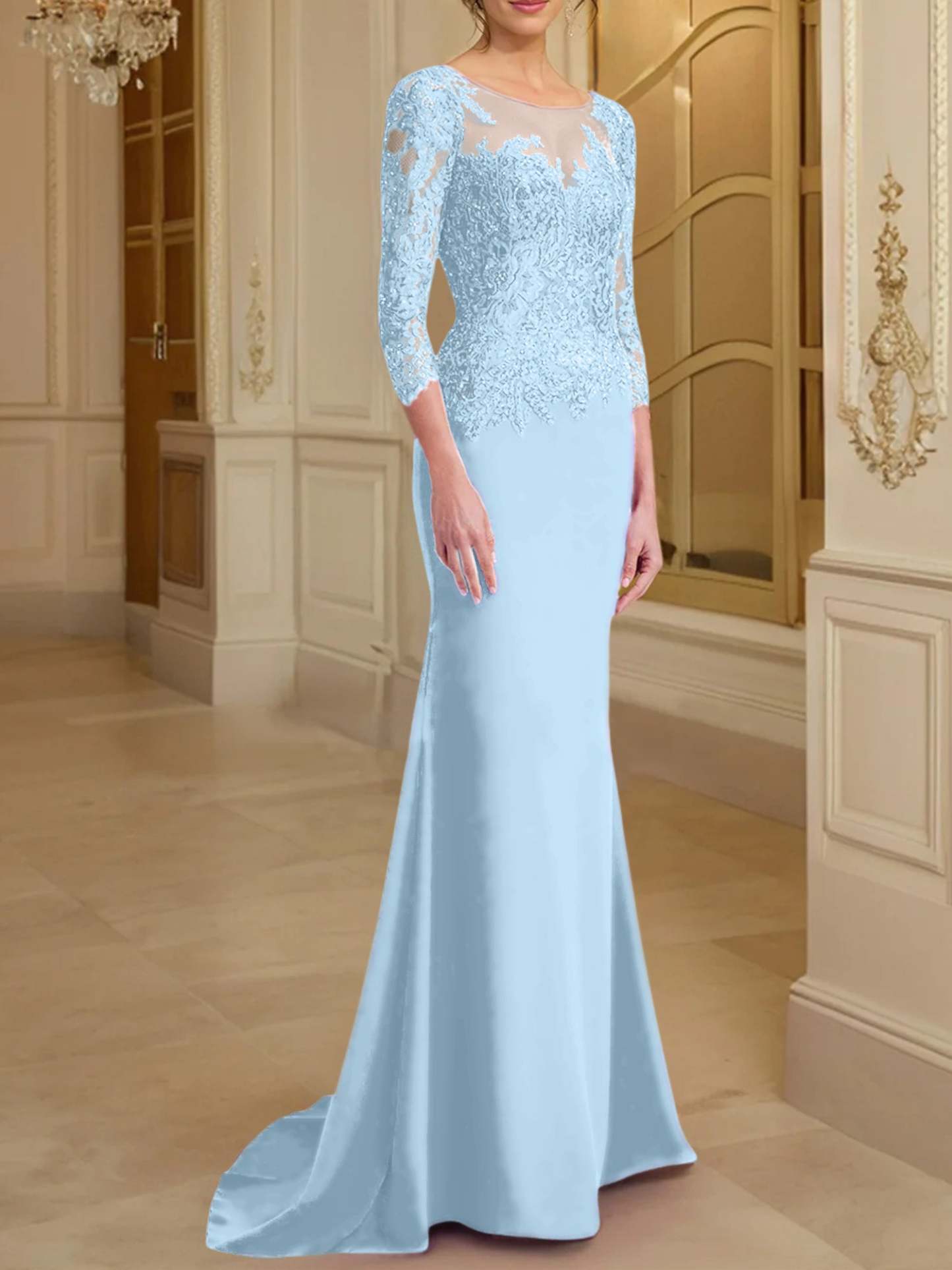 Long-Sleeved Lace Mother of the Bride Dresses in Trumpet/Mermaid Silhouette