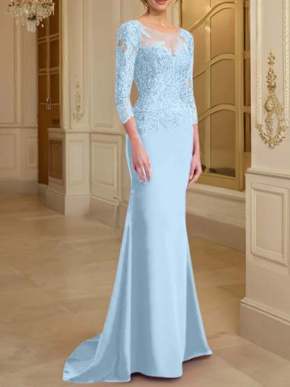 Long-Sleeved Lace Mother of the Bride Dresses in Trumpet/Mermaid Silhouette