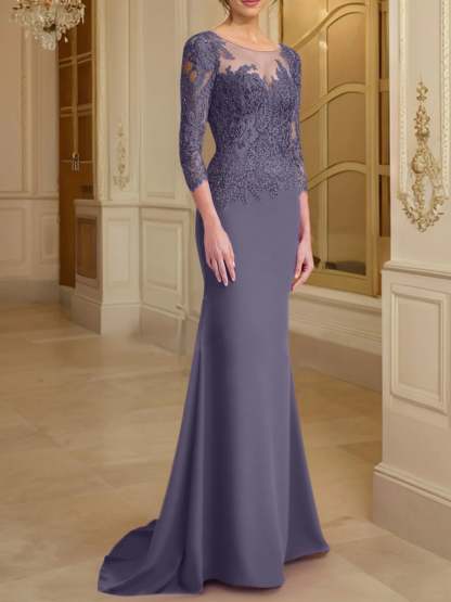 Long-Sleeved Lace Mother of the Bride Dresses in Trumpet/Mermaid Silhouette