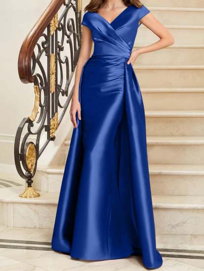 Sleeveless Satin V-Neck Sheath Dress for the Mother of the Bride