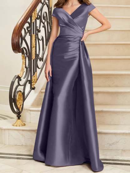Sleeveless Satin V-Neck Sheath Dress for the Mother of the Bride