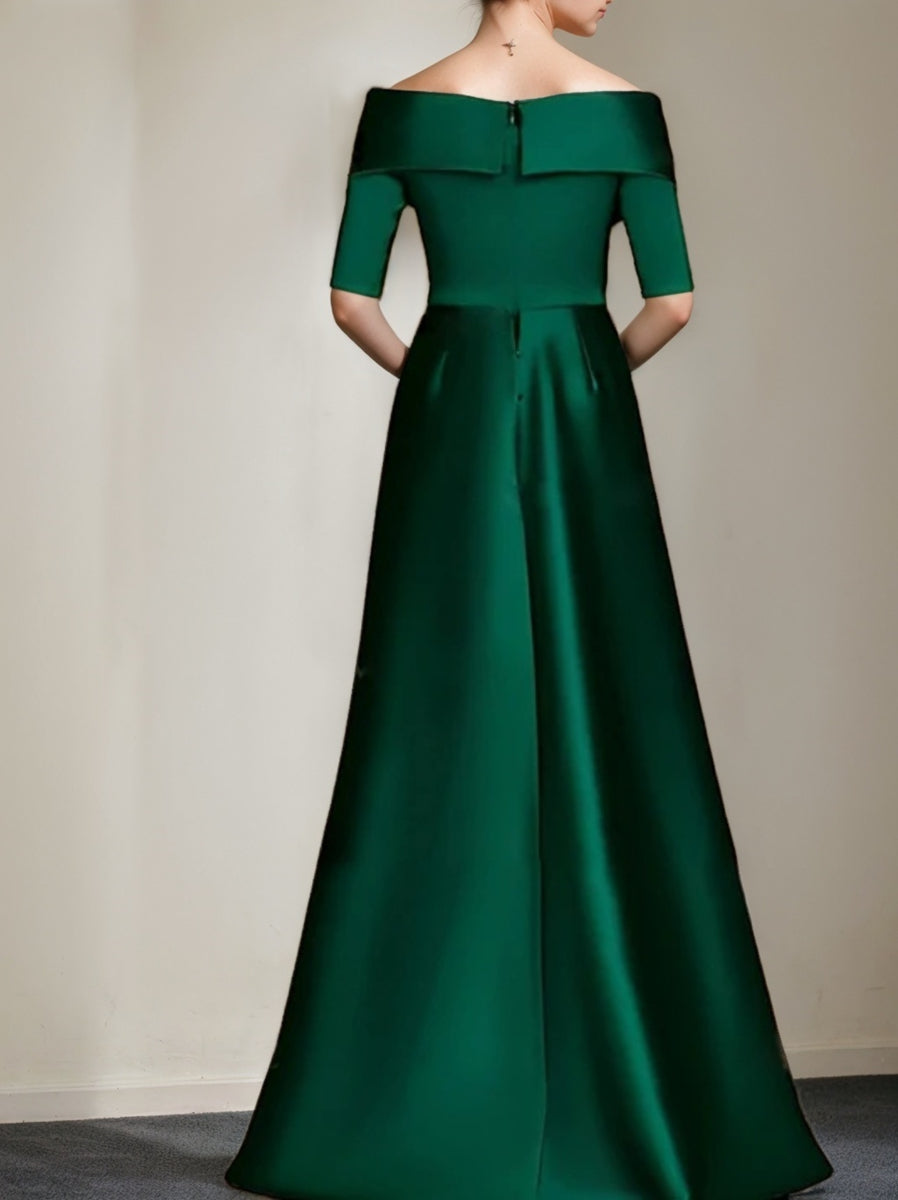 Elegant Off-the-Shoulder Mother of the Bride Dress with 1/2 Sleeves in A-Line/Princess Style