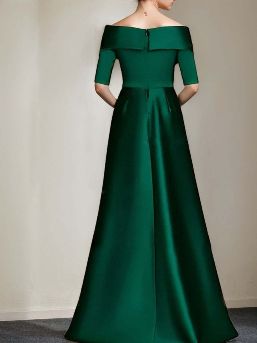 Elegant Off-the-Shoulder Mother of the Bride Dress with 1/2 Sleeves in A-Line/Princess Style