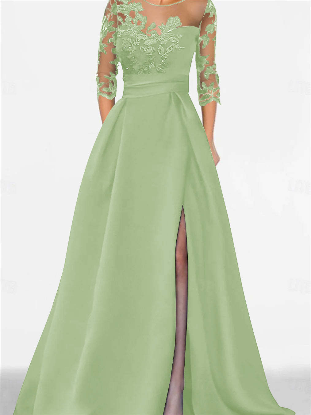 Sweetheart A-Line Princess Floor-Length Mother of the Bride Dress with 3/4 Lace Sleeves and Side Split-BMbridal.UK