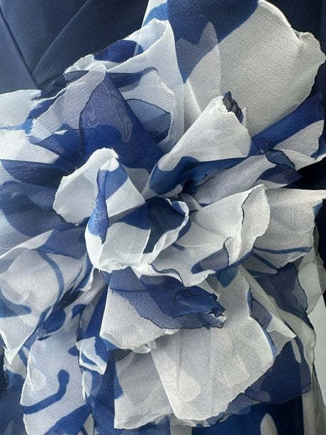 Princess A-Line V-Neck Floral Mother of the Bride Dress with 3/4 Sleeves and Ankle Length