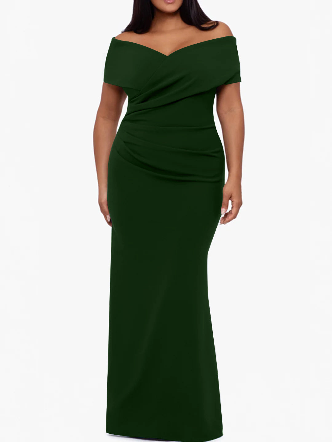 Plus Size Off-the-Shoulder Mermaid Trumpet Sleeveless Mother Of The Bride Floor-Length Dress