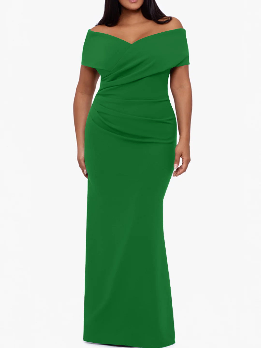 Plus Size Off-the-Shoulder Mermaid Trumpet Sleeveless Mother Of The Bride Floor-Length Dress