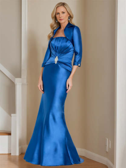 Pure Color Strapless Sleeveless Floor-Length Mermaid/Trumpet Mother of the Bride Dresses