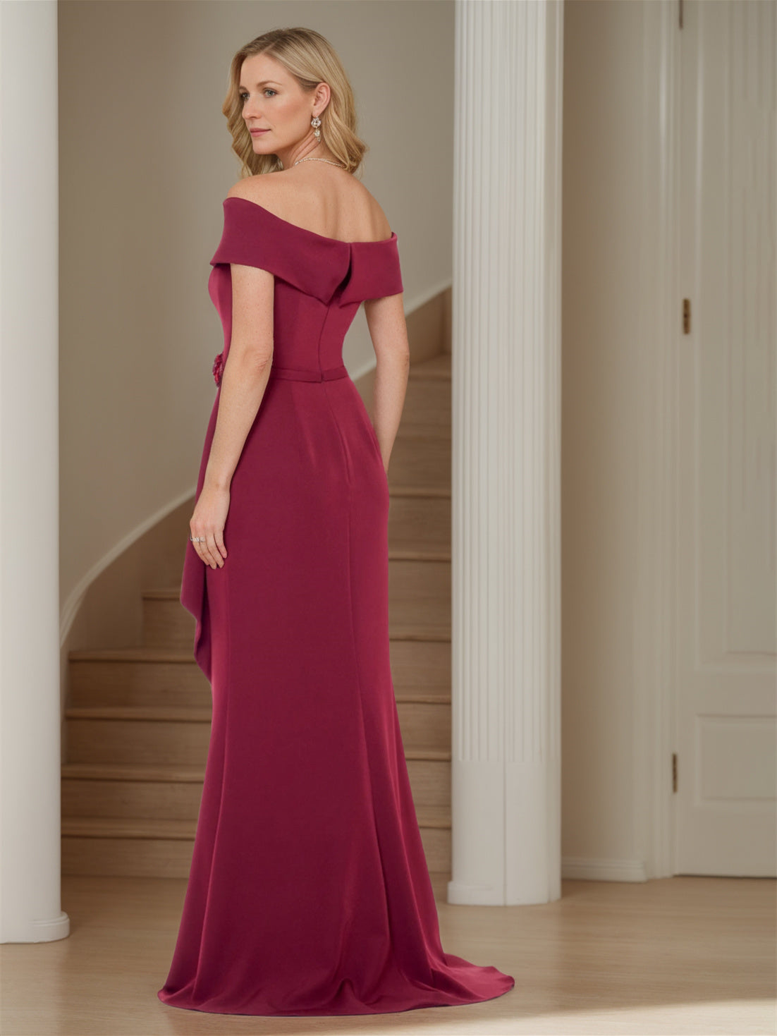 Off-the-Shoulder Sleeveless Floor-Length Mermaid/Trumpet Gown for the Mother of the Bride