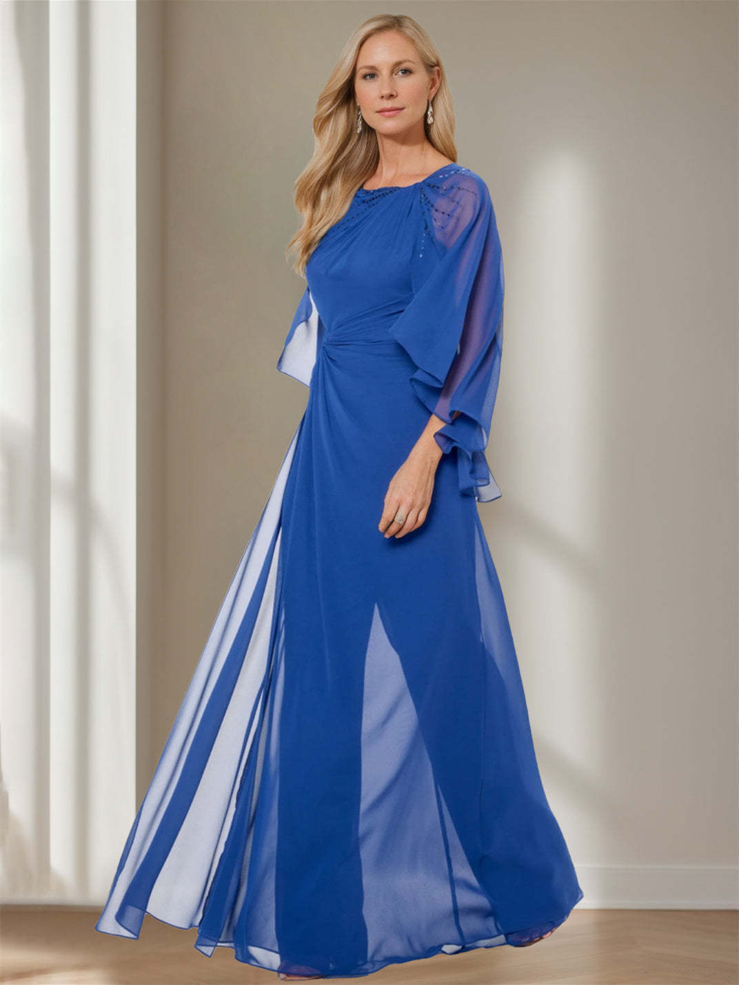 Bateau Neck Capelet Sheath Dress for the Mother of the Bride