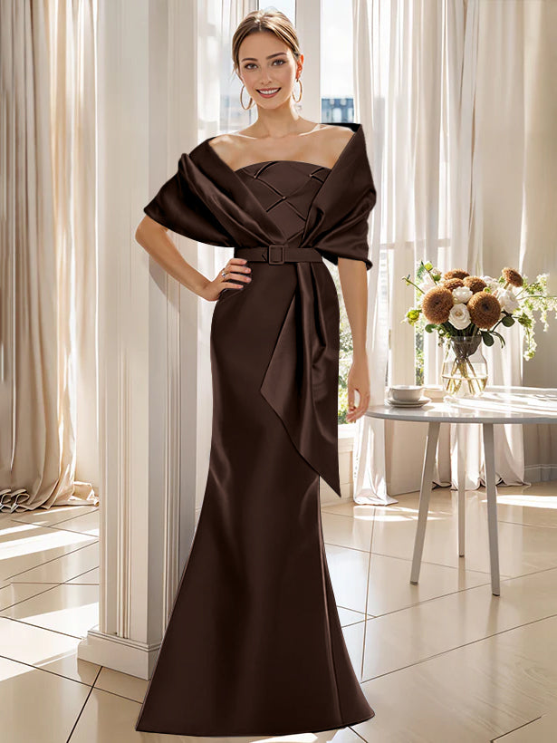 2-Piece Floor-Length Mother of the Bride & Groom Trumpet Dresses with Wrap