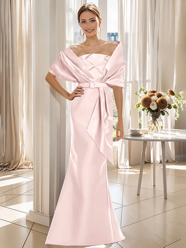 2-Piece Floor-Length Mother of the Bride & Groom Trumpet Dresses with Wrap