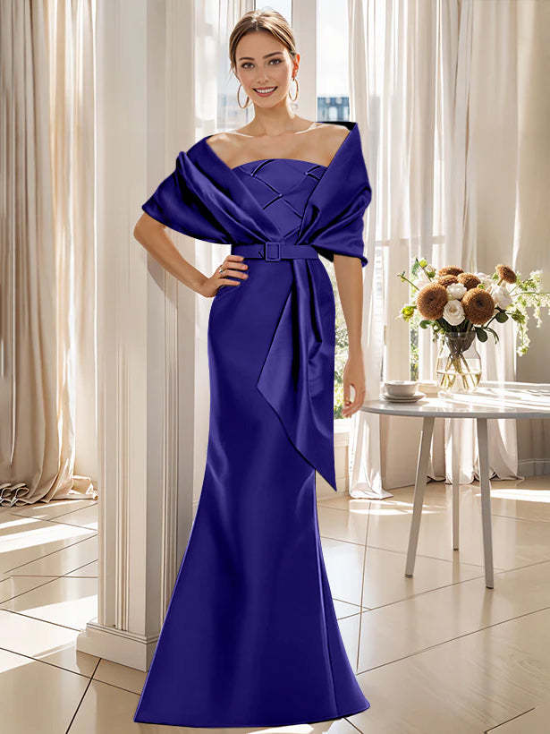 2-Piece Floor-Length Mother of the Bride & Groom Trumpet Dresses with Wrap