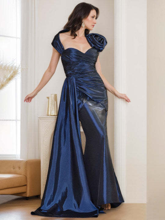 Floor-Length Sleeveless Mother of the Bride Dress with Bowknot and Sweetheart Neckline