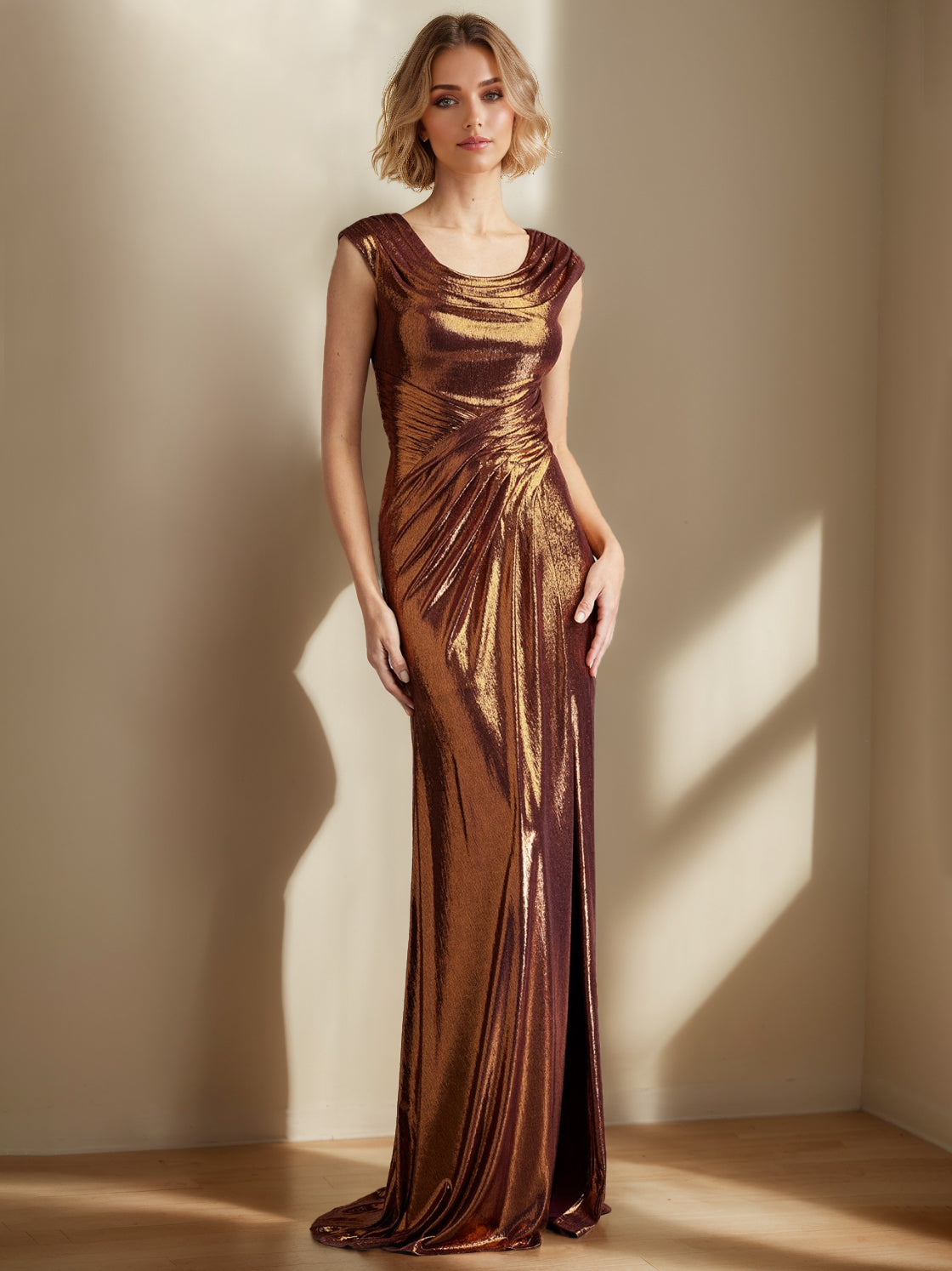 Sleeveless Floor-Length Mermaid/Trumpet Mother of the Bride Dress with Ruffles and Side Split