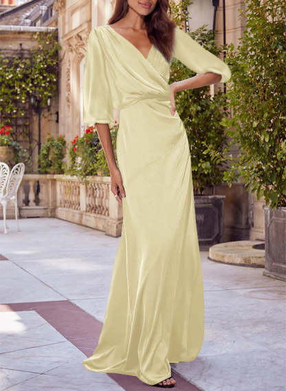 Red V-neck Floral Print Column Dress for Mothers of the Bride & Groom-BMbridal