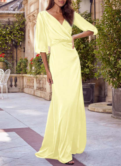 Red V-neck Floral Print Column Dress for Mothers of the Bride & Groom-BMbridal