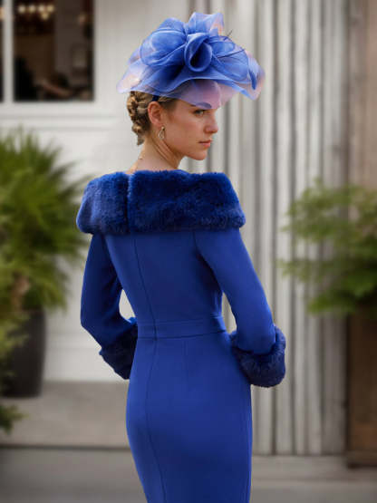 V-Neck Sheath Dress with 3/4 Sleeves for the Mother of the Bride