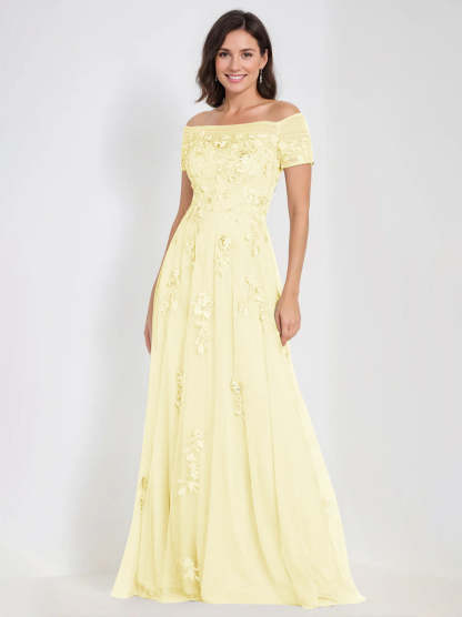 Sleeveless Off-the-Shoulder A-Line Dresses for Mother of the Bride & Groom with Appliques