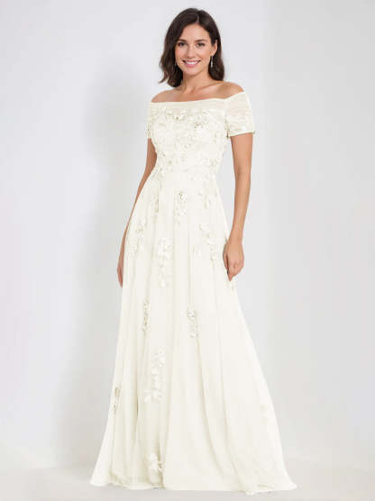 Sleeveless Off-the-Shoulder A-Line Dresses for Mother of the Bride & Groom with Appliques