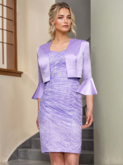 Knee-Length Embroidered Sheath Dress with Appliques for the Mother of the Bride