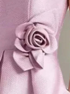 Sleeveless A-Line Princess Scoop Asymmetrical Mother of the Bride & Groom Dress with Floral Details