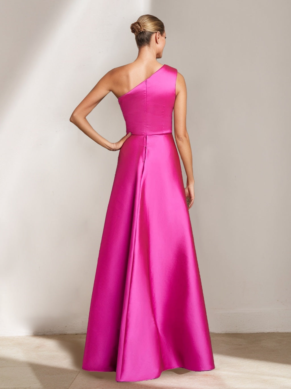 One-Shoulder Sleeveless Plus Size Floor-Length Sheath/Column Mother of the Bride Dress with Ruffles