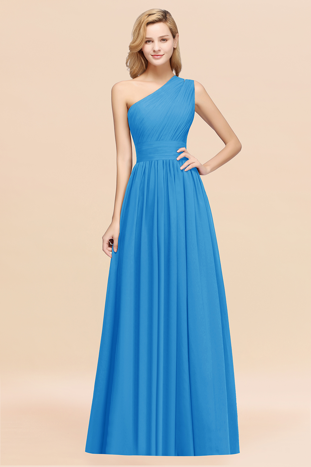 BMbridal Stylish One-shoulder Sleeveless Long Junior Bridesmaid Dresses Affordable-BMbridal