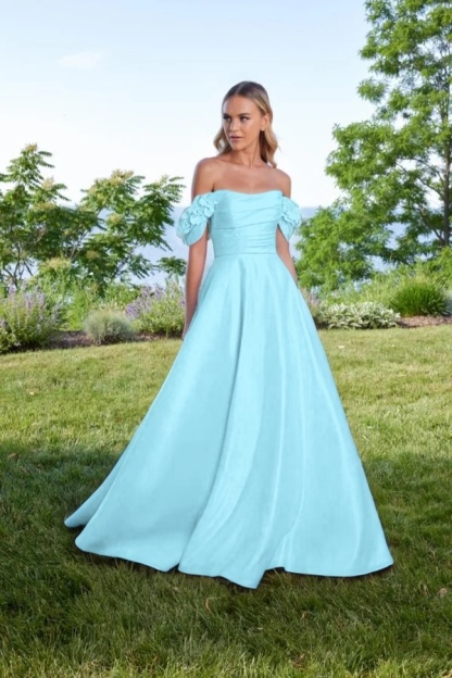 Off the Shoulder Sleeveless Long A Line Prom Dress With Pleated