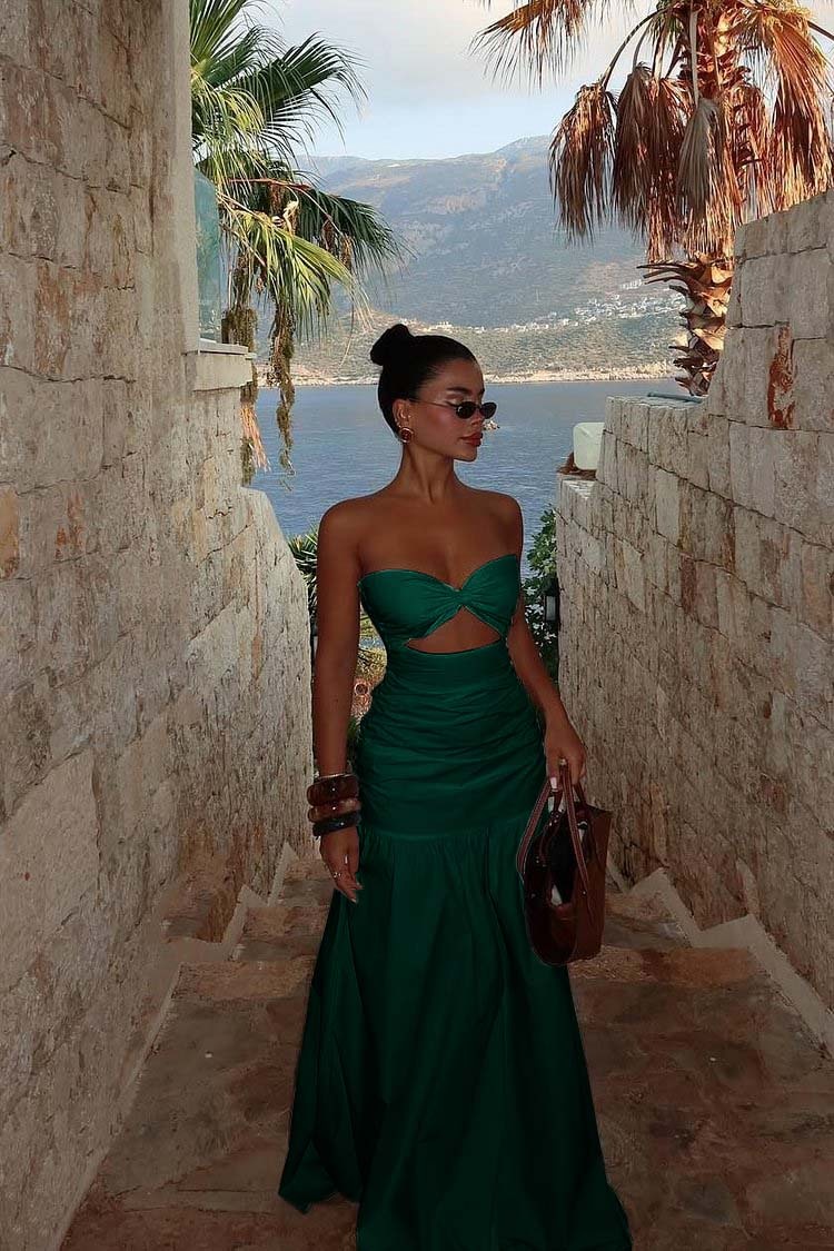 Strapless Sweetheart Sleeveless Long Prom Dress With Pleated