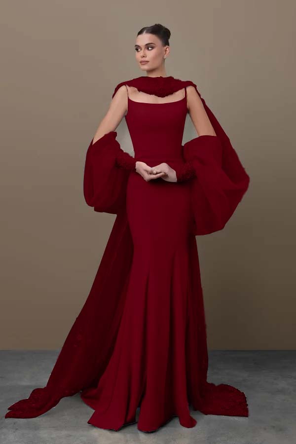 Spaghetti Strap Sleeveless Long Mermaid Prom Dress With Sequins