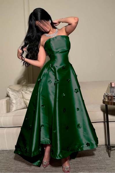 Strapless Sleeveless Long Prom Dress With Pleated Appliques