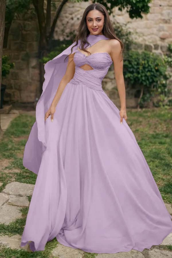Strapless Sweetheart Sleeveless Long Prom Dress With Pleated