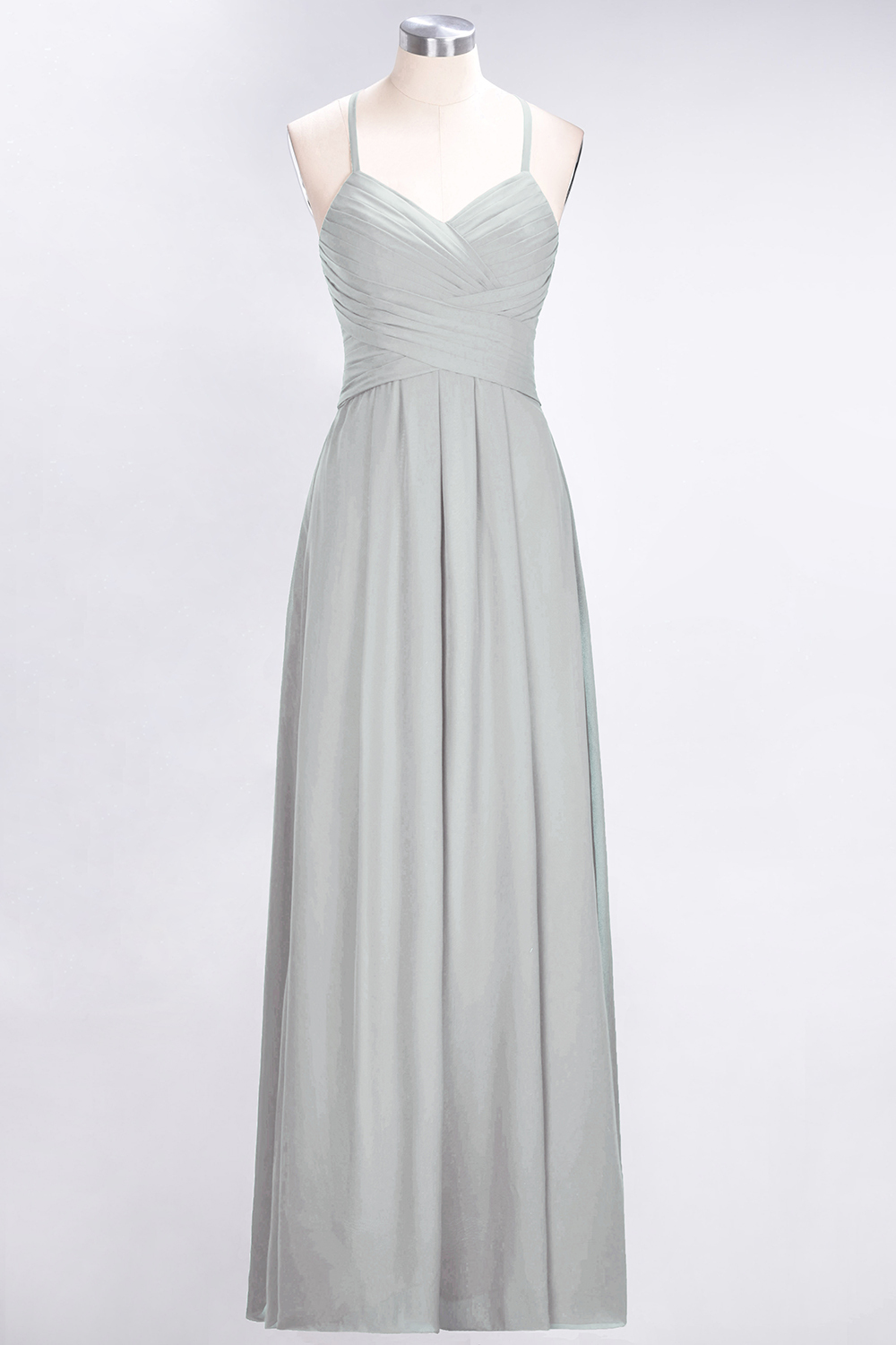 BMbridal Affordable Spaghetti Straps V-Neck Burgundy Chiffon Bridesmaid Dress with Keyhole Back-BMbridal