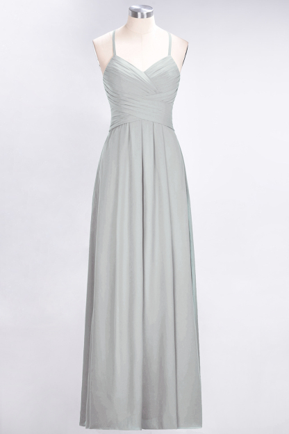 BMbridal Affordable Spaghetti Straps V-Neck Burgundy Chiffon Bridesmaid Dress with Keyhole Back-BMbridal