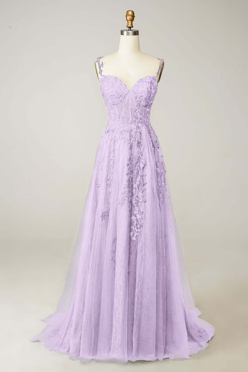 Spaghetti Strap Sweetheart Sleeveless Prom Dress With Appliques