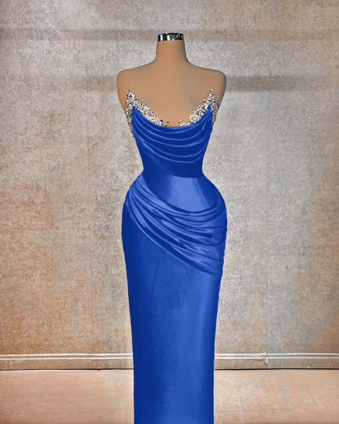 Chic Strapless Sleeveless Long Prom Dress With Beading Pleated