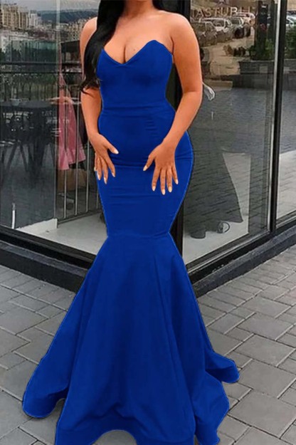 Amazing Yellow Strapless Sleeveless Sweetheart Mermaid Prom Dress