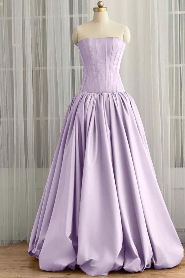 Sleeveless Strapless Long Ball Gown Prom Dress With Pleated