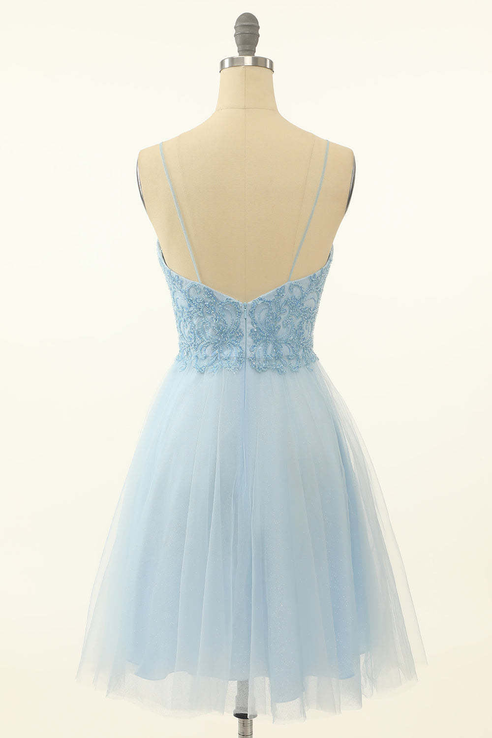 Blue A-line Cute Homecoming Dress with Appliques
