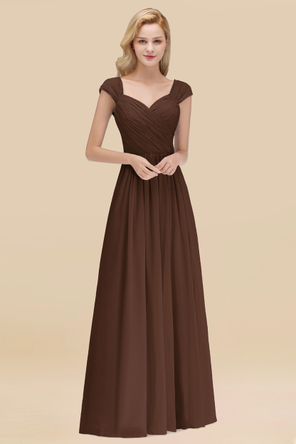 BMbridal Modest Chiffon Sweetheart Sleeveless Affordable Bridesmaid Dresses with Ruffles-BMbridal