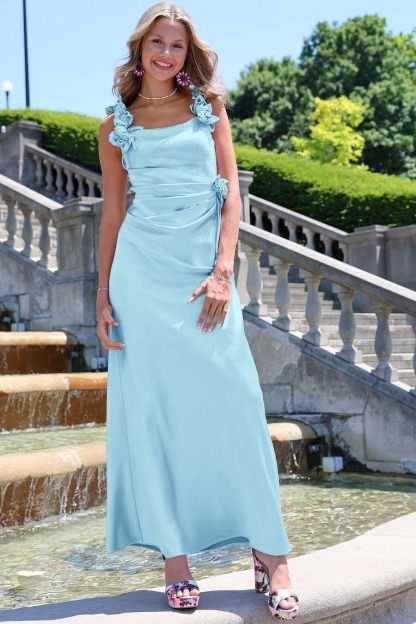 Charming Sleeveless Straps Mermaid Long Prom Dress With Pleated